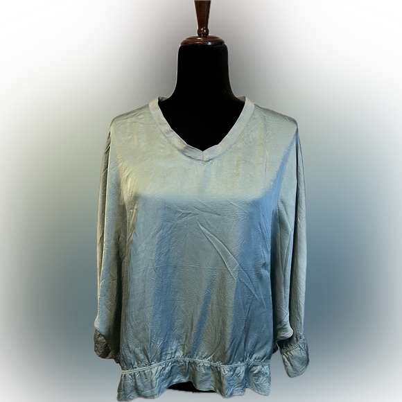 Meo Meli Satin Caftan Top in Light Teal size XL - Picture 1 of 10